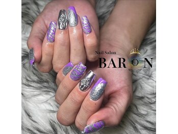 バロン 池袋店(BARON)/シルバー×パープルネイル