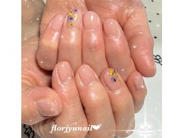ワンポイントドライフラワーnail