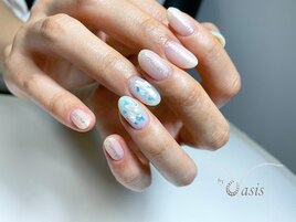 ミントグリーン×シェルネイル