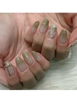 チェックｘリボンｘラメグラ