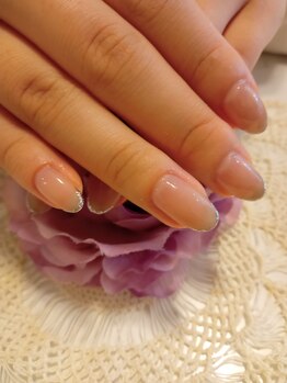 ネイル アンド ボディ ローサ(ROSA)/ヌーディベージュ＋ラメフレンチ