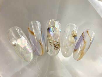 ラリュールネイル(L'Allure nail)/大理石シェルネイル¥8200
