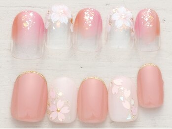 ノーネイル 町田(NO NAIL MACHIDA)の写真/トレンドのデザインが豊富で気分が上がる！【写真】ふんわり華やぐさくらヴェールフレンチ¥4990♪町田駅