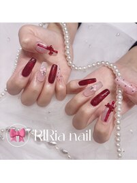 赤ピンクリボンフラッシュロング