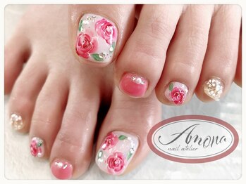 アモーナ ネイルアトリエ(amona nail atelier)/赤いローズ foot nail