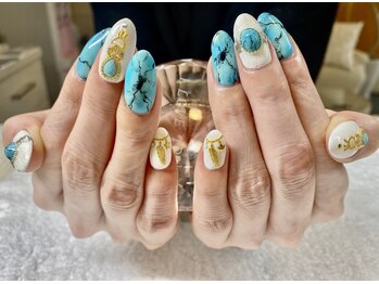 ダブルムーンビューティフル(DOUBLEmoonBeautiful)/夏の定番☆ターコイズネイル