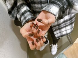 ブラウンワンカラーネイル