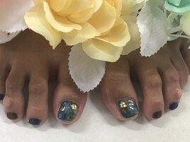 【灘】秋タイダイ フットネイル