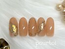 ミラーオレンジベージュネイル