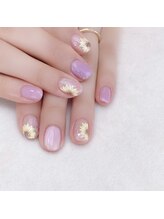 ピオニーネイル(peony nail)/パープルがポイント　ひまわり