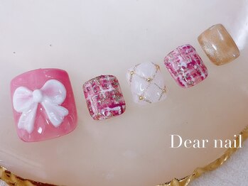 ディア ネイル(Dear nail)/ フットリボン×ツイード