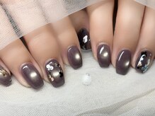 マグネット×ホロ花ネイル