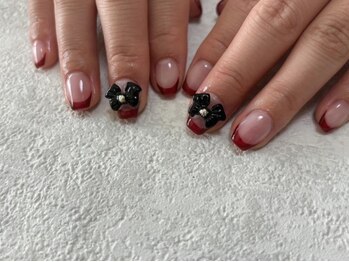 キキネイル たまプラーザ店(kikinail)/カラーフレンチネイル リボン