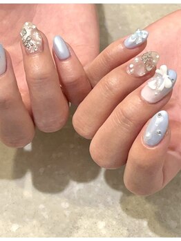 リット 代々木上原(lit.)/ピンク水色*リボンネイル