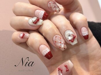 ニア ネイルサロン 大阪駅前第2ビル(Nia)/ガーリー赤ネイル