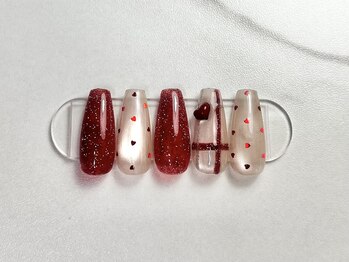 定額アート(赤ハートドット)