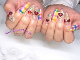 【ロングネイル】チェックネイル