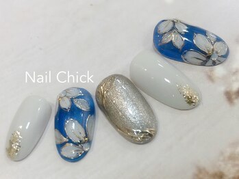 ネイルチックコウベ 銀天街店(Nail Chick kobe)/ふちどりフラワーネイル