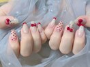 キティ風レトロ赤フレンチネイル