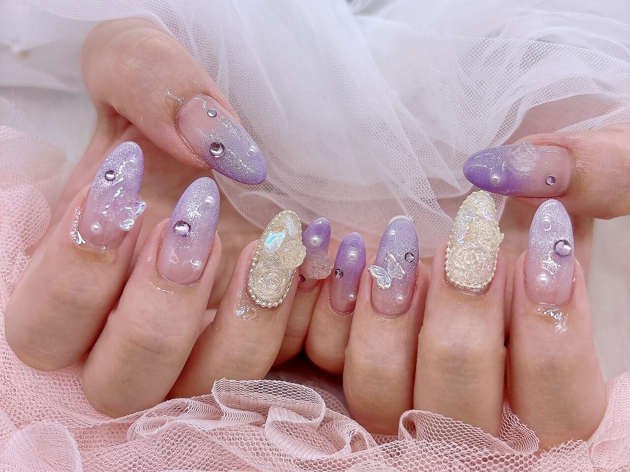 ネイルチップ グラデ ワンホン リボン ビジュー ピクシー ネイルチップ グラデ ワンホン リボン ビジュー ピクシー ピクシー