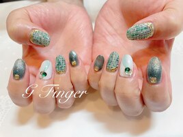 グリーンツイードネイル♪