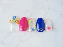 カラフルお花ネイル