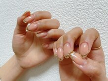 キキネイル 二子玉川(kikinail)/ガラスフレンチネイル　春ネイル