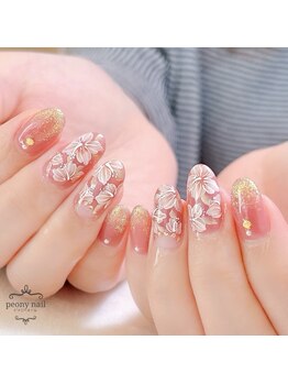ピオニーネイル(peony nail)/ハイビスカス　リゾートネイル
