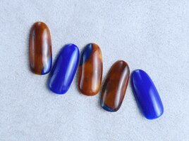 ブルー×べっ甲ネイル