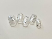 ネイルメゾン 天神店(NAIL MAISON)/落書きりぼん韓国シルバー¥4550