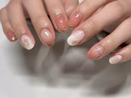 暖色ニュアンスネイル