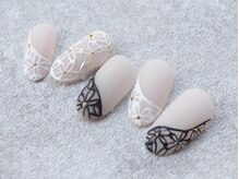 カトルナフ(quatre fois neuf)/上品レースくすみピンクネイル