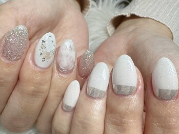 ルルエオノ(Lulu eono)/ホワイト×ミラーネイル