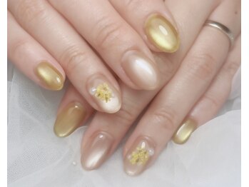 ミモザ風春ネイル