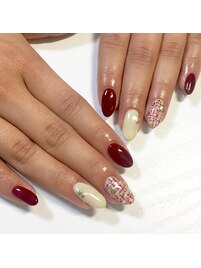 ツイードネイル ボルドー