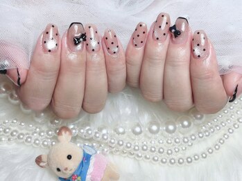 ココネイル(CoCo Nail)/ガーリー ドット フレンチ ラメ