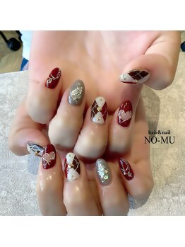 ノーム ネイル(NO-MU)/ガーリーなアーガイルネイル