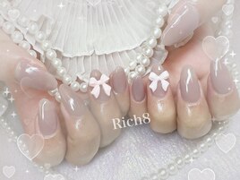 グレージュワンカラー+リボン