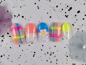 ショコ アンド ラム(Syoko&Lum)/★ネオンチェックネイル★