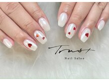 トラストネイル 佐野店(TRUST Nail)/ホワイトミラー×ハートホロ