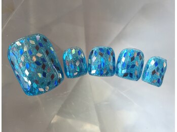 ラリュールネイル(L'Allure nail)/フット青ホロネイル￥9900
