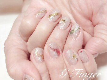 X’masカラーラメのシンプルnail