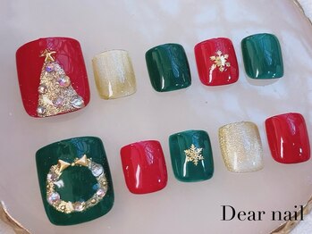 ディア ネイル(Dear nail)/フットクリスマス（赤、緑）