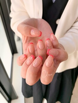 クリア(Clear)/ラメベースピンクフレンチ