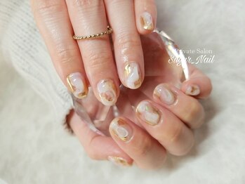 シュガーネイル(sugar nail)/ホワイトニュアンスネイル