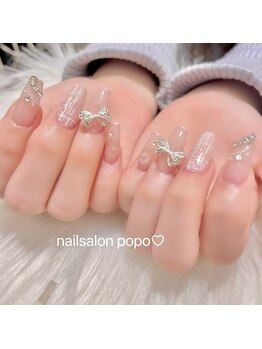 ツイード×リボン◇韓国ネイル