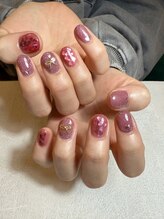 プルメリア(Plumeria)/埋め込みハートネイル 