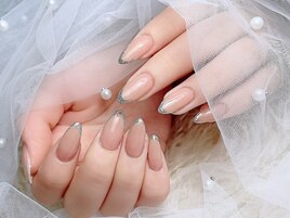 ラメフレンチ、シンプル