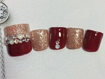 ネイルサロン リリオ(Nail Salon Ririo)/バイカラーキラキラフットネイル