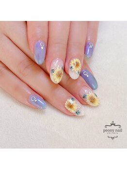 ピオニーネイル(peony nail)/マーメイドマグ　ひまわり押し花